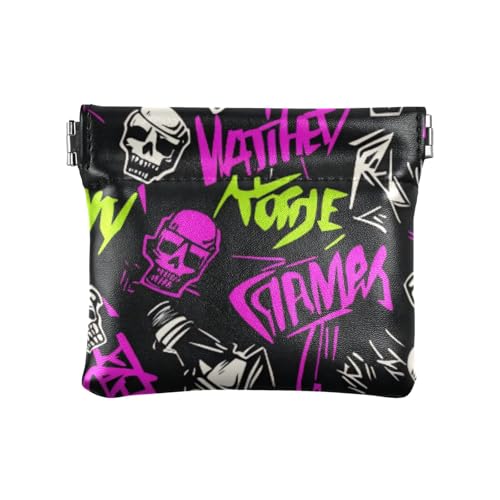 Punk Pfirsich schwarze Totenköpfe Rock Fashion Damen Herren Leder Münzgeldbörsen Fancy Make-up Periode Tasche für Frauen monedero para carro von SyXIOP