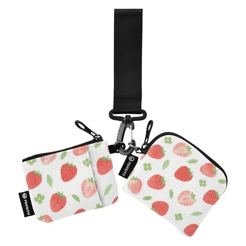 Red Strawberry Dual Wristlet Wallets for Women Thin Flat Change Purse Wallet with Keychain for Daily Use 2 Pcs Porta tarjetas de crédito von SyXIOP