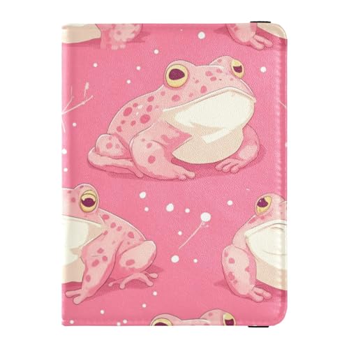 Reisepass- und Impfkarten-Etui mit Cartoon-Kröte, Aquarell-Pfirsichleder, Kombination für Reisepass, mit Impfkartenfach für Herren, leicht von SyXIOP