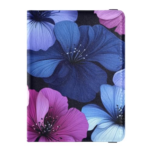 Reisepasshülle aus Leder, mit kleinen Blumen, Dunkelblau, Rosa, Lila, Reisepasshülle mit RFID-Blockierung, für Damen, ultradünn Reisepasshülle aus Leder, mit kleinen Blumen, Dunkelblau, Rosa, Lila, Reisepasshülle mit RFID-Blockierung, für Damen, ultradünn von SyXIOP