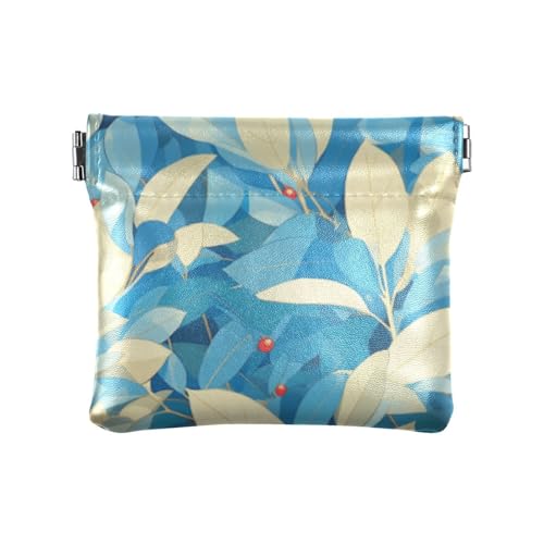 Retro Blau Blätter Rot Obst Mode Damen Kleine Leder Münzgeldbörse Fancy Mini Kleingeld Geldbörse Münzfach für Frauen Mini Monedos Para Monedas von SyXIOP