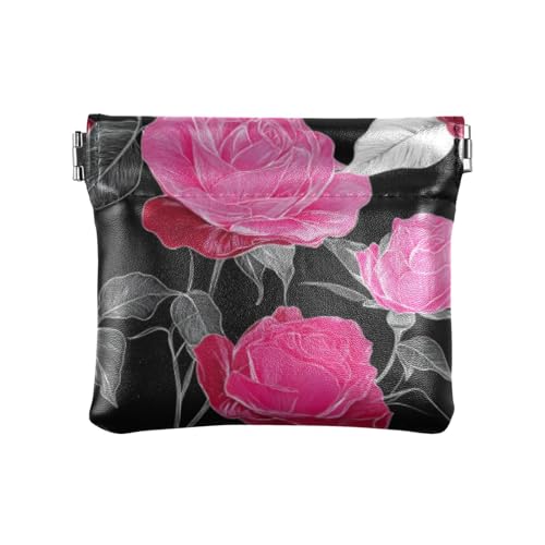 Roses Pfirsichfarbene Geldbörse für Damen, Leder, ausgefallener Verschluss, Kartenhalter für Männer und Frauen, Reisen, Monederos Pequenos de Mujer von SyXIOP