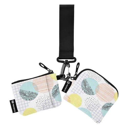 Runde abstrakte Kreise, Pastellfarben, Kartenetui, Kleingeldhalter, dünn, flach, Ausweishalter, Schutz mit Schlüsselanhänger für Damen, 2 Stück de credito para Hombre von SyXIOP