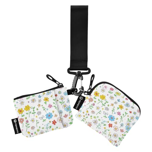 Simple Summer Little Bloom Damen Kartenetuis Kleingeldhalter Kleine abnehmbare Geldbörse mit Reißverschluss Münztasche mit Schlüsselanhänger für Frauen 2 Packungen monedero para tarjetas de credito von SyXIOP