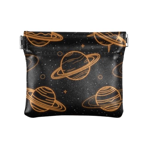 Space Planet Geldbörse für Damen, klein, Leder, wasserdicht, Mini-Münzgeldbörse, für Damen, Orange / Schwarz Space Planet Geldbörse für Damen, klein, Leder, wasserdicht, Mini-Münzgeldbörse, für Damen, Orange / Schwarz von SyXIOP