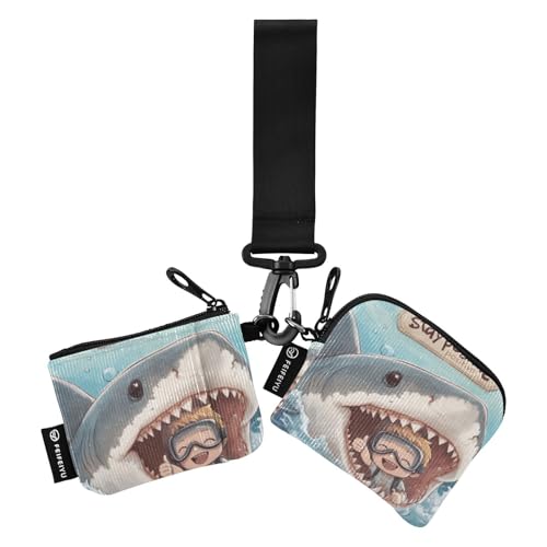Stay Positive Cute Shark Boy Women Credit Card Case Coin Purse Compact Size Card Organizer Purse with Zipper Pocket for Woman 2 Pcs estuches para tarjetas de credito von SyXIOP