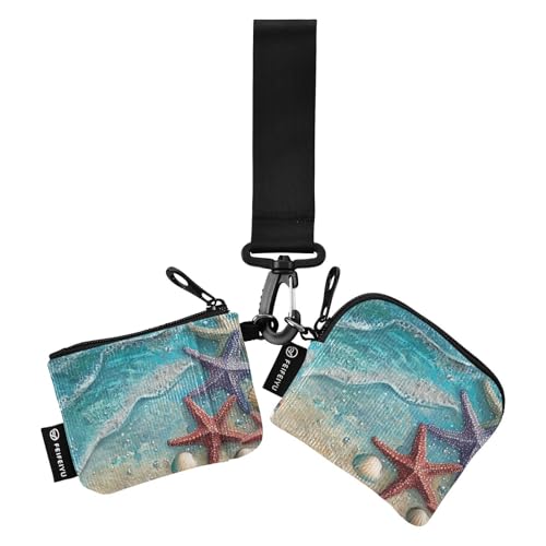 Strand-Seestern-Muscheln Blau Damen Geldbörsen Kartenetuis Niedlich Mode Visitenkartenhalter mit Reißverschlusstasche für Frauen 2 Stück Geldbörse Para Tarjetas Strand-Seestern-Muscheln Blau Damen Geldbörsen Kartenetuis Niedlich Mode Visitenkartenhalter mit Reißverschlusstasche für Frauen 2 Stück Geldbörse Para Tarjetas von SyXIOP