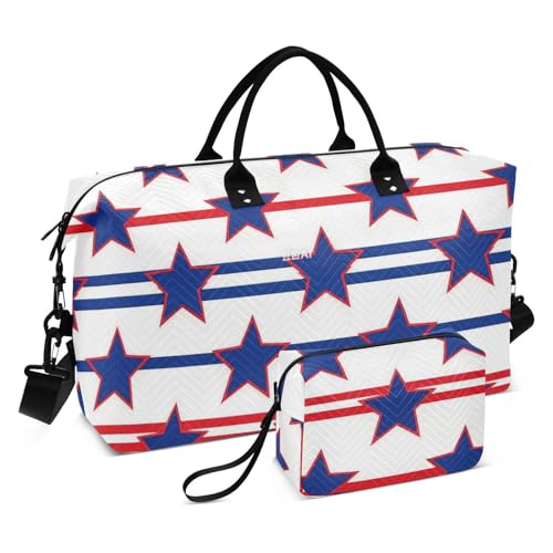 Stripe Stars 4. Juli Unabhängigkeitstag, dekorative Schultertasche, Wochenend-Tragetasche, Turnbeutel mit Kulturbeutel für Yoga, großes Fassungsvermögen, Bolsa para viajar en Avion de Mujer Stripe Stars 4. Juli Unabhängigkeitstag, dekorative Schultertasche, Wochenend-Tragetasche, Turnbeutel mit Kulturbeutel für Yoga, großes Fassungsvermögen, Bolsa para viajar en Avion de Mujer von SyXIOP