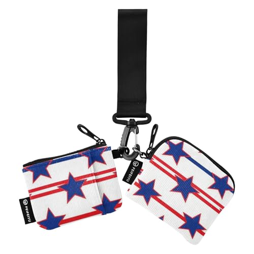 Stripe Stars 4. Juli Unabhängigkeitstag Doppelarmband für Damen, große Kapazität, Ausweishalter, Schutz mit Schlüsselanhänger für Damen, 2 Stück von SyXIOP