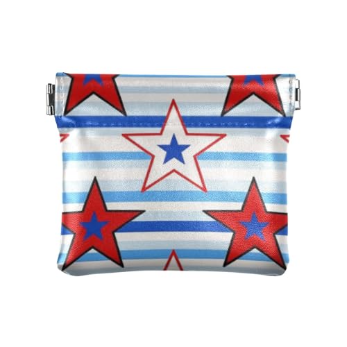 Stripe Stars 4. Juli Unabhängigkeitstag Mode Damen Kleine Leder Münzgeldbörse Geldbörse Geldbörse Wasserdicht Mini Make-up Tasche für Männer Frauen Reisen pequena para von SyXIOP