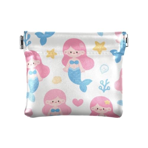 Süße Cartoon-blaue Meerjungfrau Mode Damen kleine Leder Münzgeldbörse Geldbörse dekorative Make-up Periode Tasche für Männer Frauen Reise bolsas para monedas de von SyXIOP
