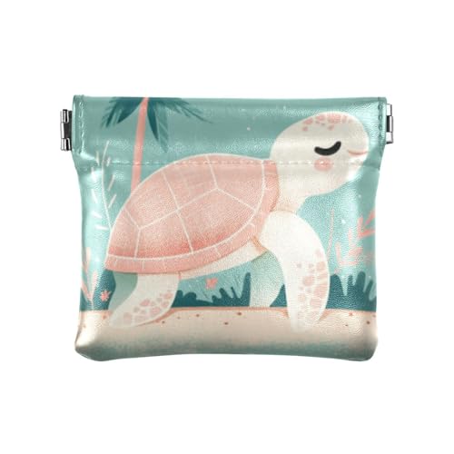 Süße süße Schildkröte Pfirsich Mode Damen Herren Leder Münzgeldbörsen Niedliche Mini-Münzgeldbörse für Frauen monedas para carro von SyXIOP