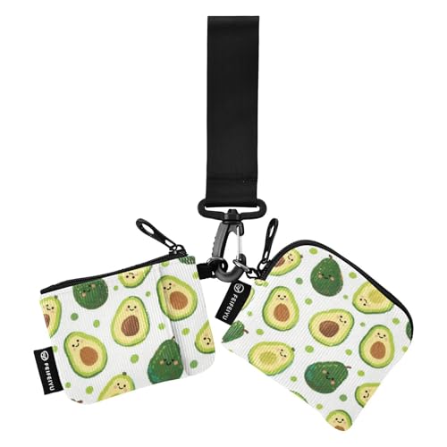 Süße und Cartoonische grüne Avocado-Damengeldbörse, Kartenetui, schlank, abnehmbarer Kartenhalter mit Schlüsselanhänger, für Damen, 2 Stück de credito para Hombre von SyXIOP