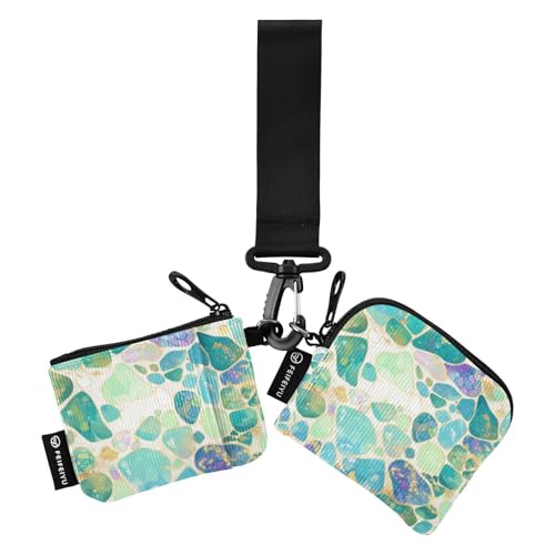 Summer Green Turquoise Stones Damen Kartenetuis Kleingeldhalter Kompakte Größe Karten-Organizer Geldbörse mit Armband für den täglichen Gebrauch 2 Stück Geldbörse para tarjetas de Mujer von SyXIOP