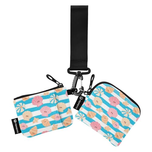 Summer Stripe Shell Blue Women's Coin Purses Card Cases Slim Detachable ID Card Holders Protector with Wristlet Strap for Daily Use 2 Packs Porta tarjetas de crédito Summer Stripe Shell Blue Women's Coin Purses Card Cases Slim Detachable ID Card Holders Protector with Wristlet Strap for Daily Use 2 Packs Porta tarjetas de crédito von SyXIOP