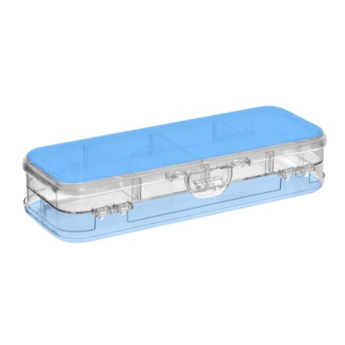 SyXIOP Blaue transparente Stiftebox Doppelstöckige Stiftebehälter für Schreibwaren mit Schnappverschluss und Deckel SyXIOP Blaue transparente Stiftebox Doppelstöckige Stiftebehälter für Schreibwaren mit Schnappverschluss und Deckel von SyXIOP