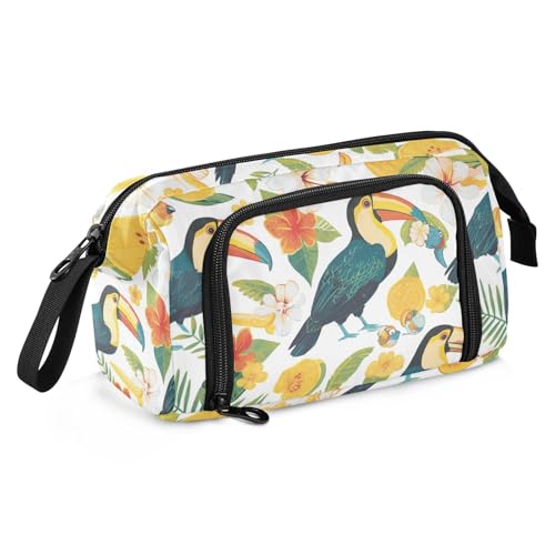 SyXIOP Federmäppchen im tropischen Stil, grüner Hornbill, große Kapazität, Federmäppchen mit Fach für Lehrer Kindergarten von SyXIOP