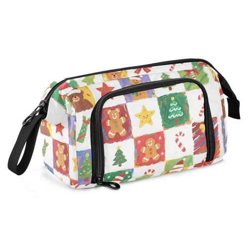 SyXIOP Federmäppchen mit Lebkuchenmotiv, großes Fassungsvermögen, mit Reißverschluss und Reißverschluss, für adrette College SyXIOP Federmäppchen mit Lebkuchenmotiv, großes Fassungsvermögen, mit Reißverschluss und Reißverschluss, für adrette College von SyXIOP