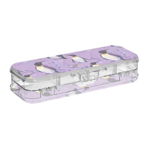 SyXIOP Kunst-Pinguin-Etui, transparent, 2-lagig, transparent, für Kinder, mit Schnappdeckel, Violett SyXIOP Kunst-Pinguin-Etui, transparent, 2-lagig, transparent, für Kinder, mit Schnappdeckel, Violett von SyXIOP