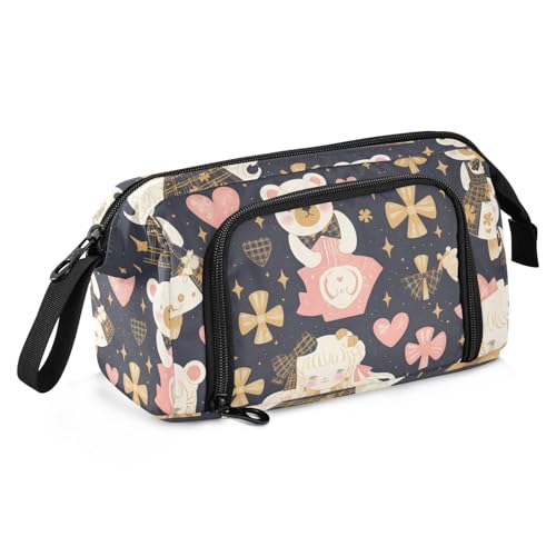 SyXIOP Mr. & Mrs. Tierbär, pfirsichfarben, goldfarben, Federmäppchen mit großem Fassungsvermögen, Federmäppchen mit Reißverschluss, für Studenten, Kindergarten SyXIOP Mr. & Mrs. Tierbär, pfirsichfarben, goldfarben, Federmäppchen mit großem Fassungsvermögen, Federmäppchen mit Reißverschluss, für Studenten, Kindergarten von SyXIOP