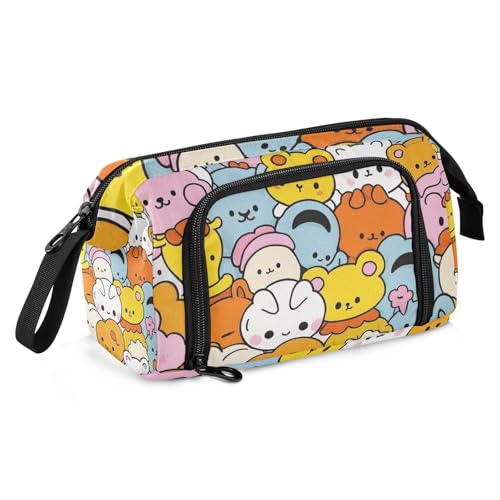 SyXIOP Niedliches großes Federmäppchen mit Cartoon-Tiergesicht, große Kapazität, Make-up-Tasche mit Fach für Kinderbüro SyXIOP Niedliches großes Federmäppchen mit Cartoon-Tiergesicht, große Kapazität, Make-up-Tasche mit Fach für Kinderbüro von SyXIOP