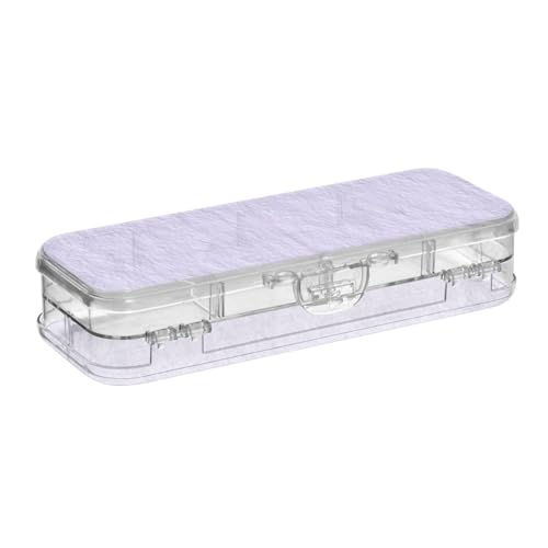 SyXIOP Violette transparente Stiftebox mit 2 Ebenen, großes Stifteetui für Schreibwaren, mit Schnappdeckel von SyXIOP