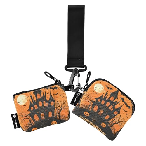The Evil Yellow Pumpkin Castle on Halloween Dual Wristlet Wallets for Women Slim Detachable Zipper Cash Coin Purse with Zipper Pocket for Work Travel 2 Packs Recto Verso von SyXIOP