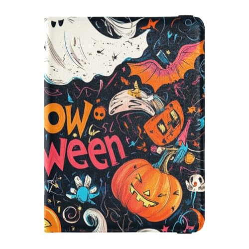 The Evil Yellow Pumpkin on Halloween Leather Passport Book Holder for Travel Impfhülle Protector Cover Passport Case for Women Waterproof von SyXIOP