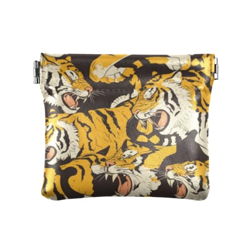 Tigers French Art Fashion Damen Leder Münzgeldbörse Tragbar Bargeld Münze Geldbörse für Männer Frauen Reisen Mondero Para Cambio von SyXIOP