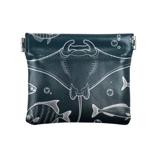 Unterwasser-Fisch-Linien-Zeichnung, weiß, dunkelblau, modisch, Damen, PU-Leder, Münzgeldbörse, dekorative Mini-Geldbörse für Kleingeld, Münzfach für Frauen, Mondero Chico Para Monedas Unterwasser-Fisch-Linien-Zeichnung, weiß, dunkelblau, modisch, Damen, PU-Leder, Münzgeldbörse, dekorative Mini-Geldbörse für Kleingeld, Münzfach für Frauen, Mondero Chico Para Monedas von SyXIOP