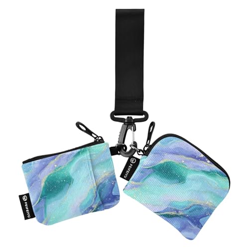 Violette blaue Galaxie Sternenwellen Damen Münztaschen Kartenhalter kompakte Größe Kreditkartenetui Organizer mit Reißverschluss Münzfach für den täglichen Gebrauch 2 Packungen Tarjetas de crédito von SyXIOP