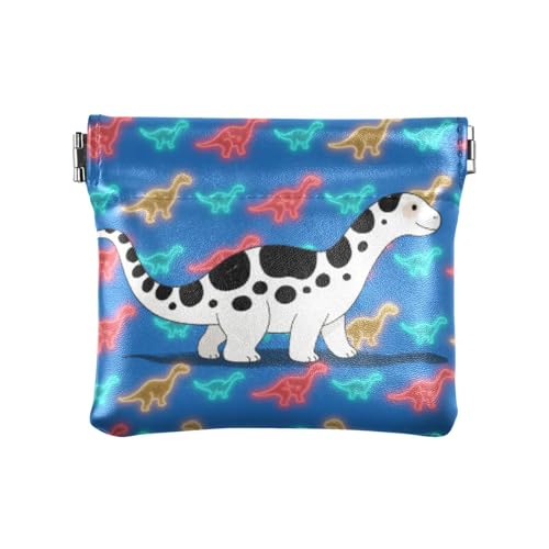 Weiße Dinosaurier-Geldbörse aus PU-Leder, kleine Münze, dekorative Kleingeldbörse mit Verschluss, für Damen, Mondero Chico Para Monedas von SyXIOP