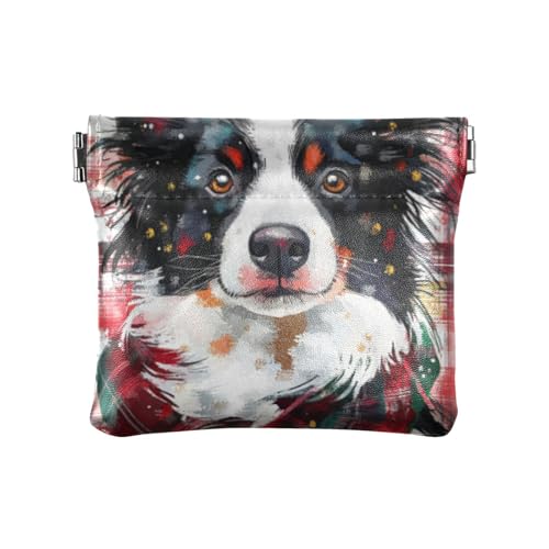 Weiße Weihnachts-Geldbörse mit Border Collie, modisch, Leder, einzigartiges Reisezubehör für Männer und Frauen, Reisemonderos Pequenos de Mujer von SyXIOP