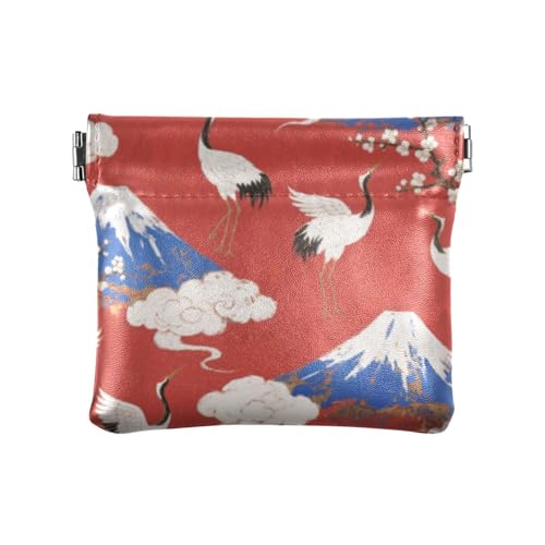 Weiße japanische Kranichhalterung Fuji Fashion Damen Leder Münzbörse Dekorative Mini Kleingeld Geldbörse Münzfach für Männer Frauen Reise soporte de monedas para carro von SyXIOP