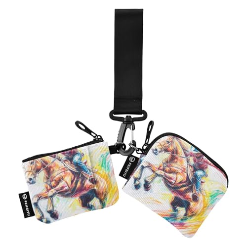 Western Cowboy Damen-Geldorganizer, schlank, tragbar, Ausweishalter, Schutz mit Schlüsselanhänger, für Damen, 2 Stück, Tarjeteros para Mujer von SyXIOP