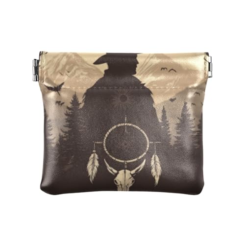 Western Cowboy Traumfänger Mode Damen Leder Münzbörse Geldbörse Dekorative Karte Schlüssel Organizer für Männer Frauen Reisen Para Mujer Pequeno von SyXIOP