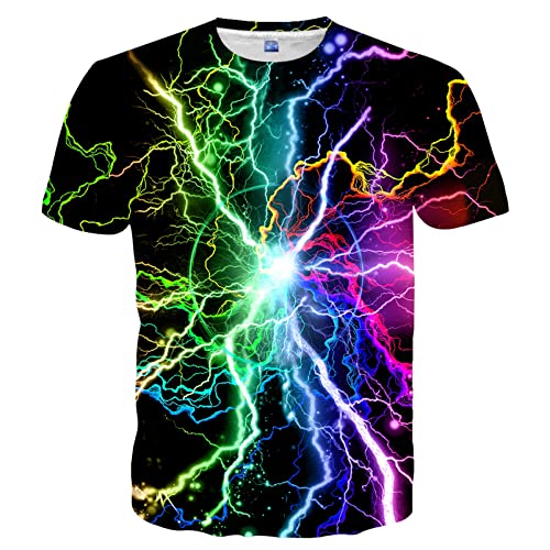 SYAIMN Unisex 3D-Druck Shirts Lässige Kurzarm Grafik Tees Lustige Sommer Tops für Männer Frauen, Cool Lightning, Groß von Syaimn