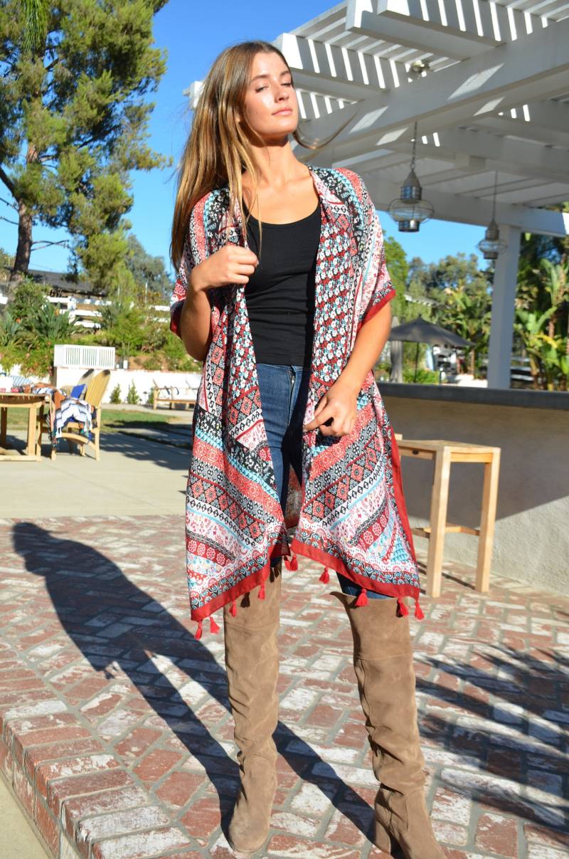 Damen Kimono Jacken Schals Wraps Boho Ponchos von SybilsCasualElegance