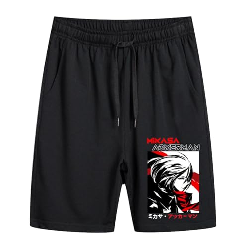 Sybnwnwm Anime Attack Titan Kurze Hosen Leiv Elastische Taille Sweatpants Beach Jogging Hosen Boardshorts Sporthose Eren Herren von Sybnwnwm