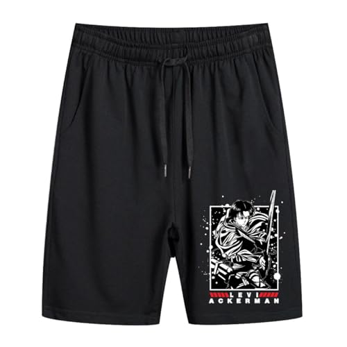 Sybnwnwm Anime Attack Titan Kurze Hosen Leiv Elastische Taille Sweatpants Beach Jogging Hosen Boardshorts Sporthose Eren Herren von Sybnwnwm