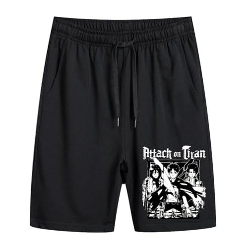 Sybnwnwm Anime Attack Titan Strandshorts Y2K Badehose, schnell trocknend, leichtes Netzfutter für Jungen, B, L von Sybnwnwm