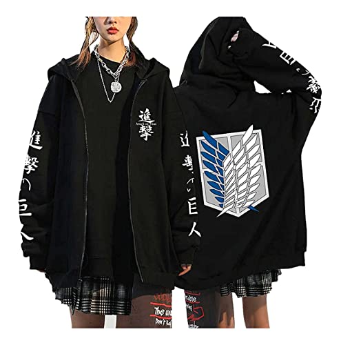 Sybnwnwm Anime Attack on Titan Hoodie Jacket Levi Ackerman Cosplay Zip Up Coat Kapuzenpullover von Sybnwnwm