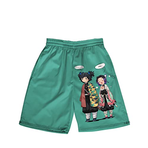 Sybnwnwm Anime Demon Slayer Shorts Quick Dry Beach Board Shorts Cosplay Sommer Schwimmen Surfen Strand Trunks, M, XS von Sybnwnwm