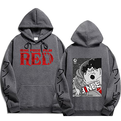 Sybnwnwm Anime Hoodie Einteiler Hoodies Jinbe Cosplay Kapuze Pullover Sweatshirt Langarm Outfit für Damen und Herren, dunkelgrau, M von Sybnwnwm