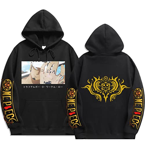 Sybnwnwm Anime Hoodies One Piece Hoodie Law Crew Sweatshirts Pullover, Schwarz , L von Sybnwnwm