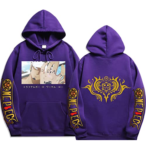 Sybnwnwm Anime Hoodies One Piece Hoodie Law Crew Sweatshirts Pullover, violett, XL von Sybnwnwm