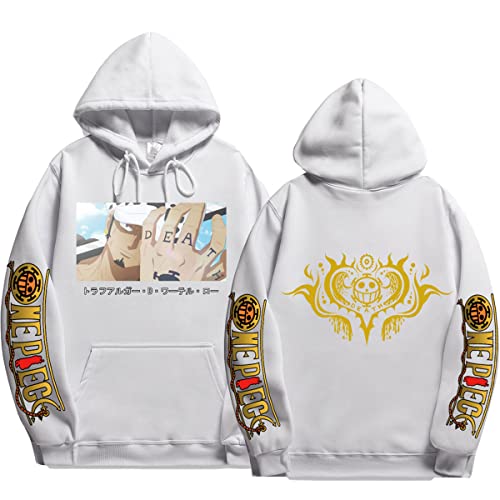 Sybnwnwm Anime Hoodies One Piece Hoodie Law Crew Sweatshirts Pullover, weiß, XL von Sybnwnwm