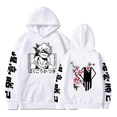 Sybnwnwm Anime My Hero Academia Bakugou Katsuki Hoodies Pullover Sweatshirt, weiß, M von Sybnwnwm