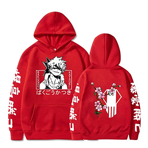 Sybnwnwm Anime My Hero Academia Bakugou Katsuki Hoodies Pullover Sweatshirts Kapuzenpullover von Sybnwnwm