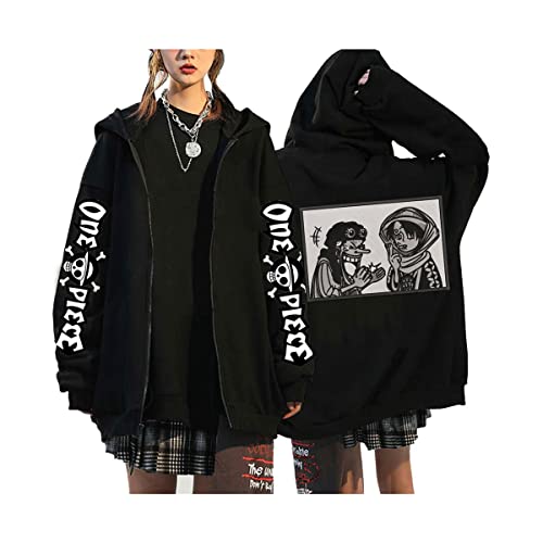 Sybnwnwm Anime ONE Piece Hoodie Zip Up Luffy Casual Zipper Streetwear Hoodies Sweatshirt Pulli Unisex von Sybnwnwm